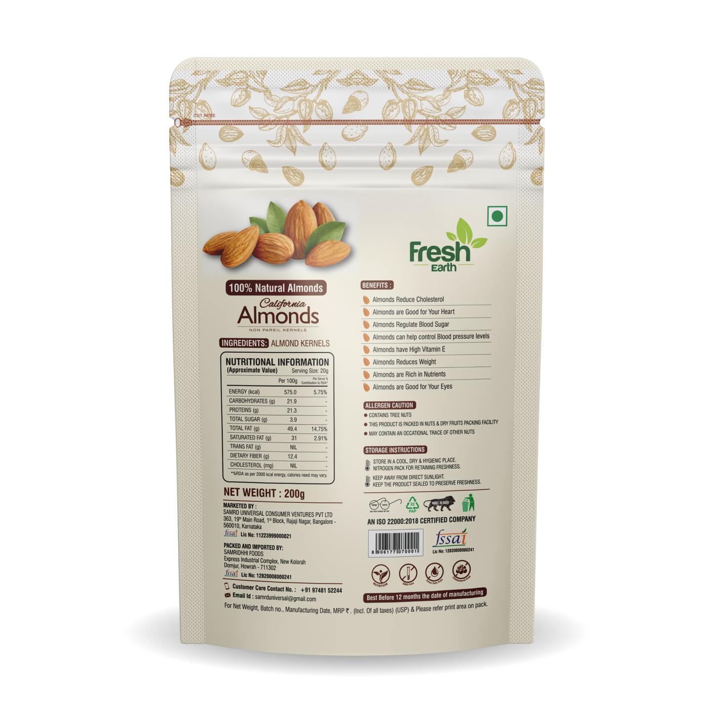 NATURAL CALIFORNIA ALMONDS (500G)